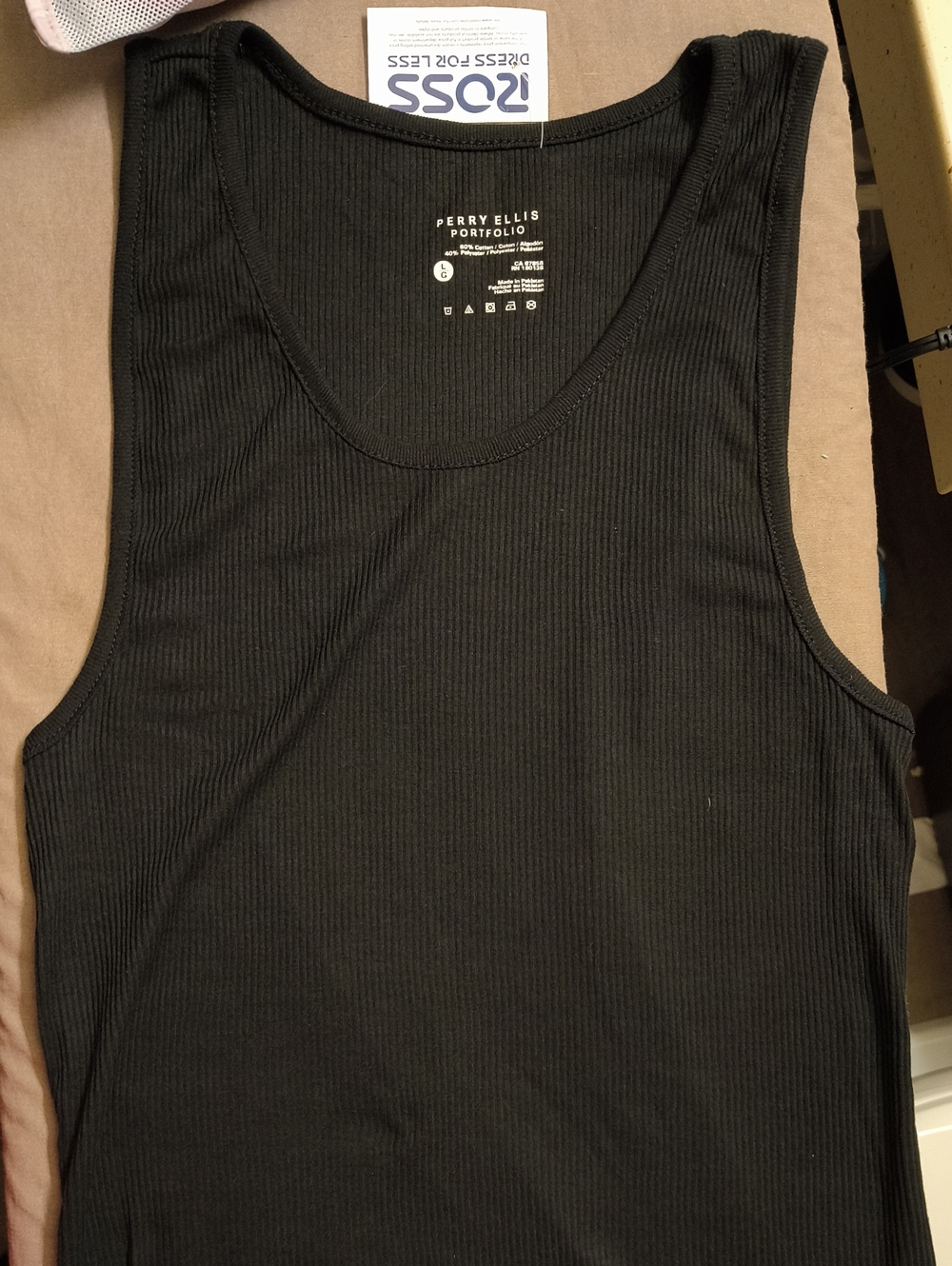 Perry Ellis Black Ribbed Scoop Neck Tank